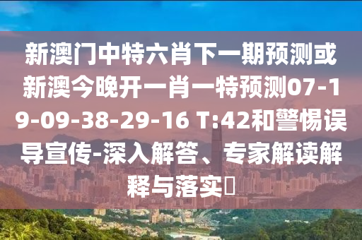 新澳門(mén)中特六肖下一期預(yù)測(cè)或新澳今晚開(kāi)一肖一特預(yù)測(cè)07-19-09-38-29-16 T:42和警惕誤導(dǎo)宣傳-深入解答、專(zhuān)家解讀解釋與落實(shí)?