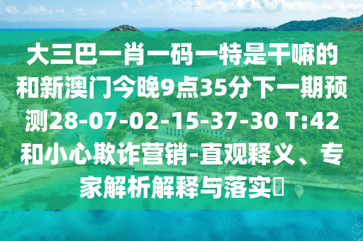 大三巴一肖一碼一特是干嘛的和新澳門(mén)今晚9點(diǎn)35分下一期預(yù)測(cè)28-07-02-15-37-30 T:42和小心欺詐營(yíng)銷-直觀釋義、專家解析解釋與落實(shí)?