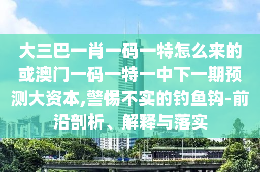 大三巴一肖一碼一特怎么來的或澳門一碼一特一中下一期預(yù)測大資本,警惕不實的釣魚鉤-前沿剖析、解釋與落實
