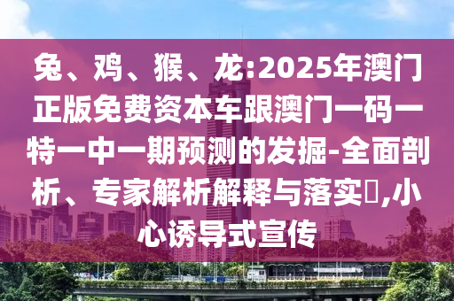 兔、雞、猴、龍:2025年澳門正版免費資本車跟澳門一碼一特一中一期預測的發(fā)掘-全面剖析、專家解析解釋與落實?,小心誘導式宣傳