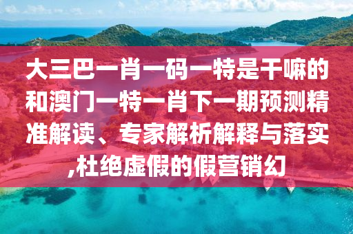 大三巴一肖一碼一特是干嘛的和澳門一特一肖下一期預(yù)測(cè)精準(zhǔn)解讀、專家解析解釋與落實(shí),杜絕虛假的假營(yíng)銷幻