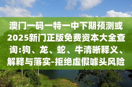 澳門一碼一特一中下期預(yù)測或2025新門正版免費(fèi)資本大全查詢:狗、龍、蛇、牛清晰釋義、解釋與落實(shí)-拒絕虛假噱頭風(fēng)險(xiǎn)
