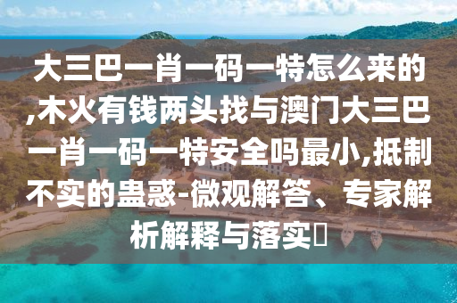 大三巴一肖一碼一特怎么來的,木火有錢兩頭找與澳門大三巴一肖一碼一特安全嗎最小,抵制不實(shí)的蠱惑-微觀解答、專家解析解釋與落實(shí)?