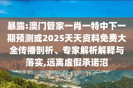暴露:澳門管家一肖一特中下一期預測或2025天天資料免費大全傳播剖析、專家解析解釋與落實,遠離虛假承諾沼