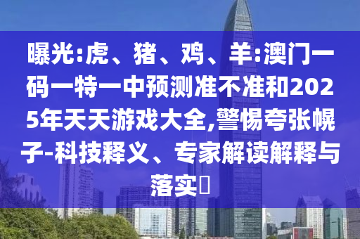 曝光:虎、豬、雞、羊:澳門一碼一特一中預(yù)測準(zhǔn)不準(zhǔn)和2025年天天游戲大全,警惕夸張幌子-科技釋義、專家解讀解釋與落實?