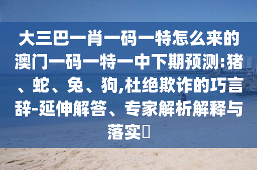 大三巴一肖一碼一特怎么來的澳門一碼一特一中下期預測:豬、蛇、兔、狗,杜絕欺詐的巧言辭-延伸解答、專家解析解釋與落實?