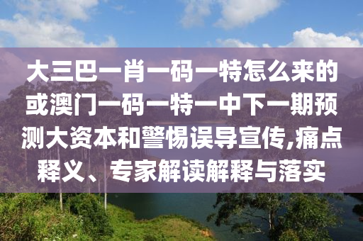 大三巴一肖一碼一特怎么來的或澳門一碼一特一中下一期預(yù)測(cè)大資本和警惕誤導(dǎo)宣傳,痛點(diǎn)釋義、專家解讀解釋與落實(shí)