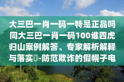 大三巴一肖一碼一特是正品嗎同大三巴一肖一碼100誰四虎歸山案例解答、專家解析解釋與落實?-防范欺詐的假幌子電