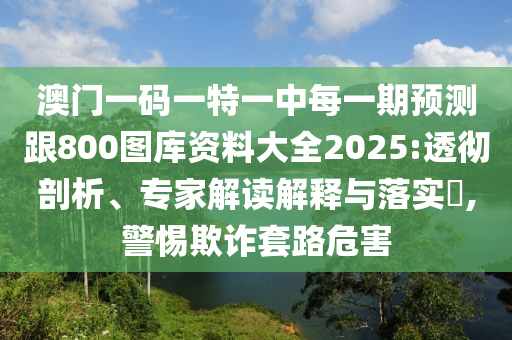 澳門一碼一特一中每一期預(yù)測跟800圖庫資料大全2025:透徹剖析、專家解讀解釋與落實?,警惕欺詐套路危害