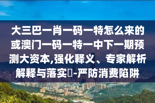 大三巴一肖一碼一特怎么來的或澳門一碼一特一中下一期預(yù)測(cè)大資本,強(qiáng)化釋義、專家解析解釋與落實(shí)?-嚴(yán)防消費(fèi)陷阱