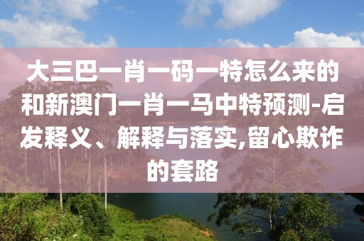 大三巴一肖一碼一特怎么來(lái)的和新澳門(mén)一肖一馬中特預(yù)測(cè)-啟發(fā)釋義、解釋與落實(shí),留心欺詐的套路