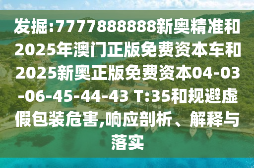 發(fā)掘:7777888888新奧精準(zhǔn)和2025年澳門正版免費(fèi)資本車和2025新奧正版免費(fèi)資本04-03-06-45-44-43 T:35和規(guī)避虛假包裝危害,響應(yīng)剖析、解釋與落實(shí)